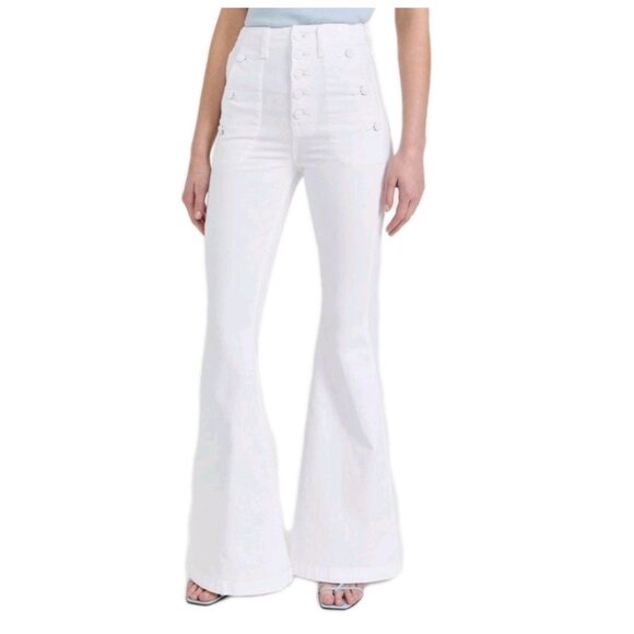 7 For All Mankind Portia Megaflare White Stretch Denim Flare Jeans Womens Sze 28 - Picture 1 of 16